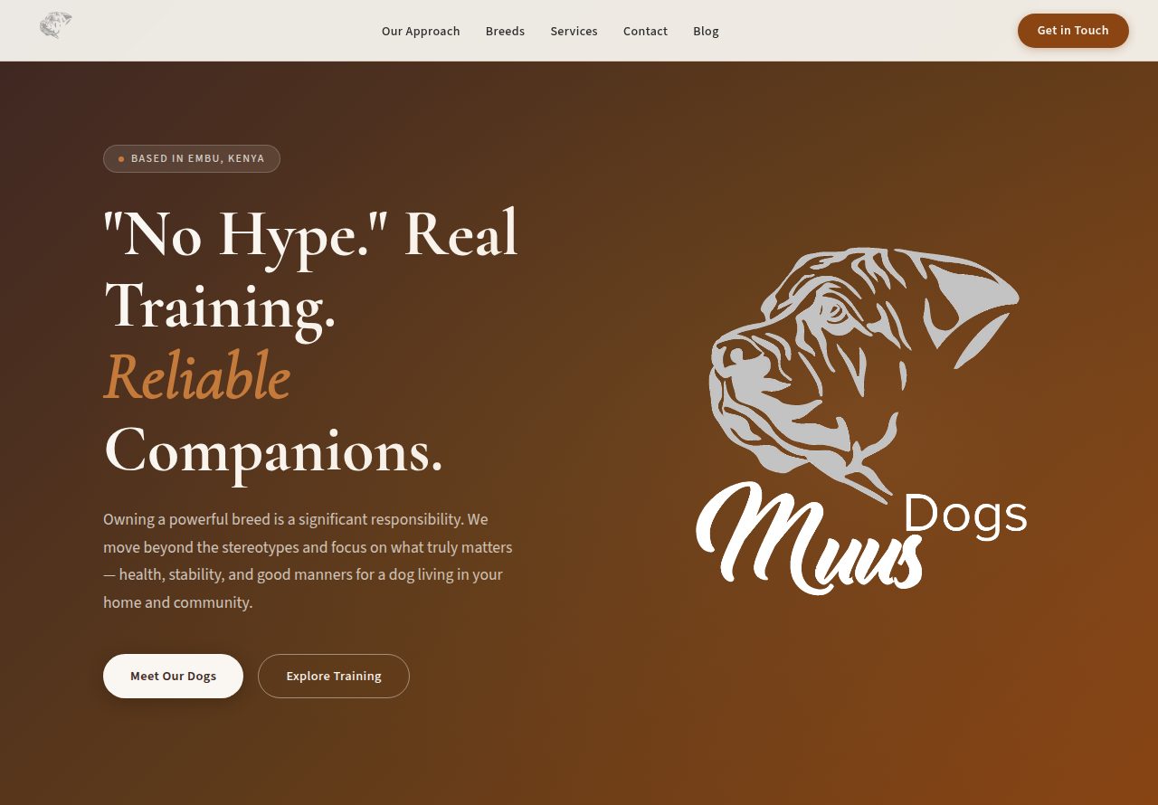 Muus Dogs Kennels website homepage